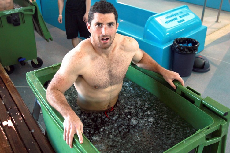Man Enjoying Benefits of Ice Bath